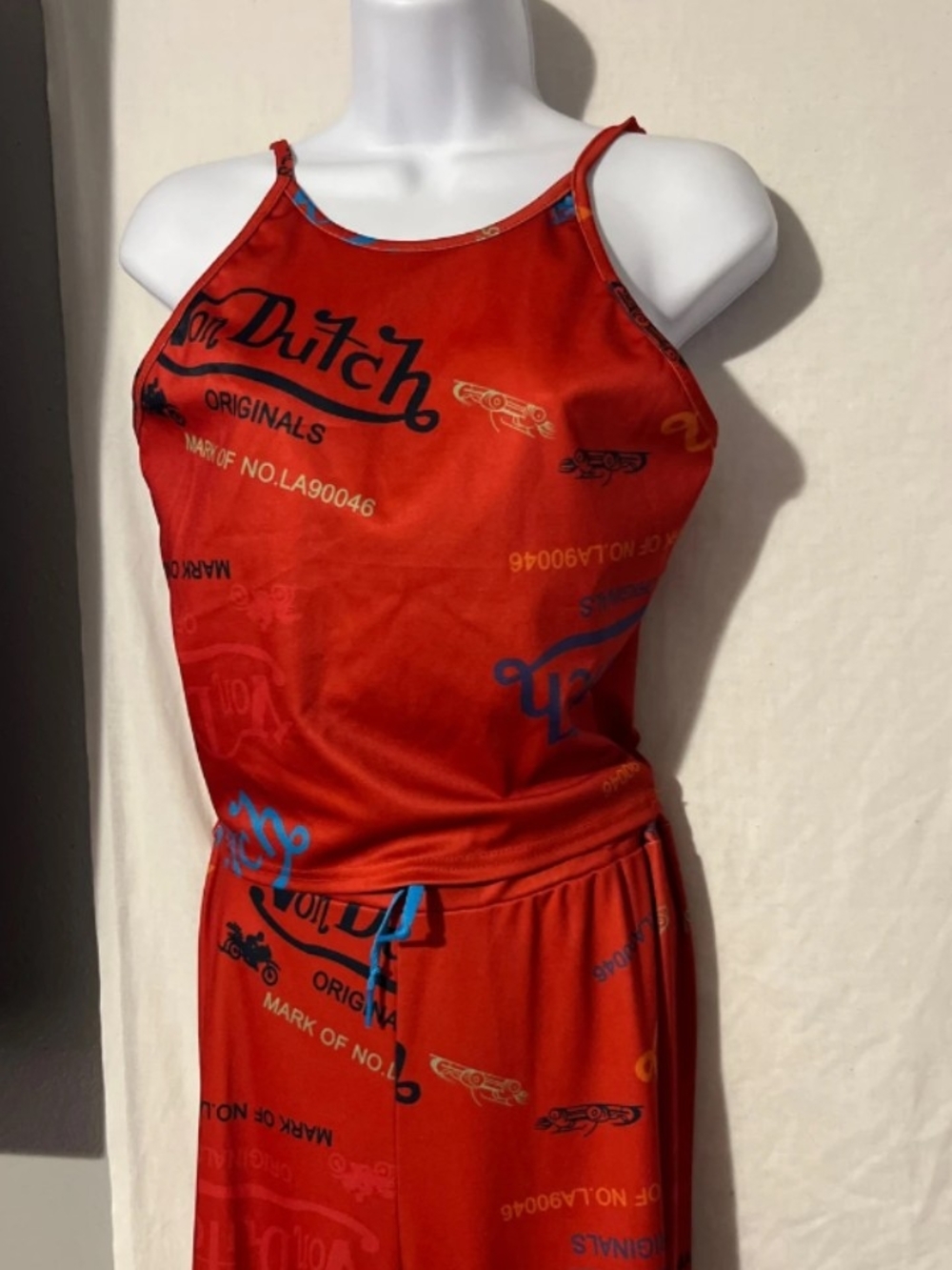 Von Dutch Red Logo Two Piece with Blue Accents